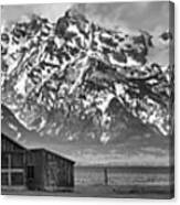 Mormon Row Homes Panorama Black And White Canvas Print