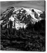 Morning Glory At Mt. Rainier - Black And White Canvas Print