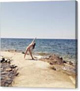 Morning Yoga On The Beach #gym #yoga Canvas Print