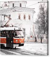 Moscow Tram. Snowy Days In Moscow Canvas Print