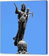 Mother And Child Rooftop Statue Canvas Print