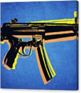 Mp5 Sub Machine Gun On Blue Canvas Print