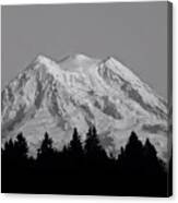 Mt. Rainier In Black And White Canvas Print