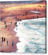 Multiple Exposure Of People On North Sea Beach Canvas Print
