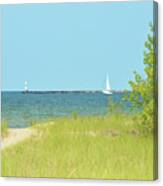 Muskegon Bay Lighthouse In Michigan Canvas Print