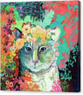 My Cat Naps In A Bed Of Roses Canvas Print