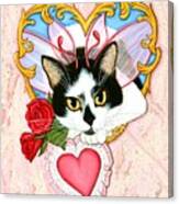 My Feline Valentine Tuxedo Cat Canvas Print