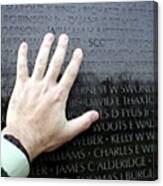 My Hand On The Vietnam Memorial In Canvas Print