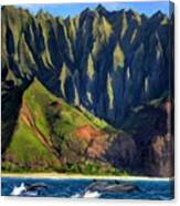 Na Pali Coast With Dolphins Canvas Print