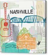 Nashville Cityscape- Art By Linda Woods Canvas Print