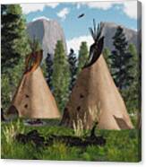 Native American Mountain Tepees Canvas Print