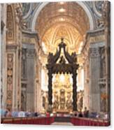 Nave Baldachin Cathedra And People Canvas Print
