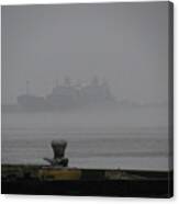 Navy Ships In The Fog Canvas Print