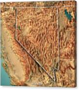 Nevada State Usa 3d Render Topographic Map Border Canvas Print