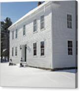 New England Colonial Home In Winter Canvas Print