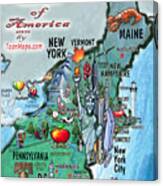 New England Fun Map Canvas Print