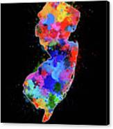 New Jersey Map Color Splatter 2 Canvas Print