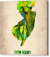 New Jersey Watercolor Map Canvas Print