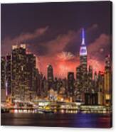 New York City Skyline And Fireworks Iii Canvas Print