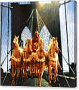 Caesars Horses On Brooklyn Bridge - New York Fantasy Collage Canvas Print