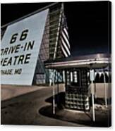 Night Fall At Route 66 Drive-in Canvas Print
