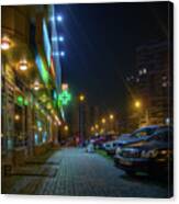 Night In Moscow - Yellow Store Canvas Print