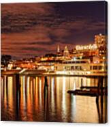 Night Panorama Of Fisherman's Wharf And Ghirardelli Square - San Francisco California Canvas Print