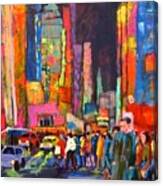 Night Street In Theater District Canvas Print