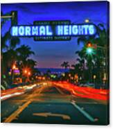Nighttime Neon In Normal Heights, San Diego, California Canvas Print