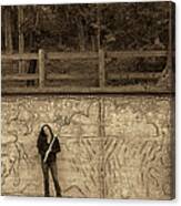 Nina At The Wall With Flute Canvas Print