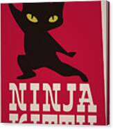 Ninja Kitty Retro Poster Canvas Print