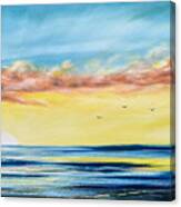 No Stress - Panoramic Sunset Painting Canvas Print