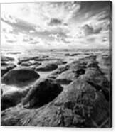 Norfolk Hunstanton Rugged Coastline Black And White Canvas Print
