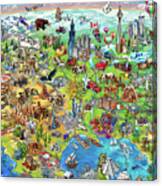 North America Wonders Map Illustration Canvas Print