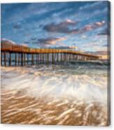 North Carolina Outer Banks Nags Head Pier Seascape At Sunrise Canvas Print