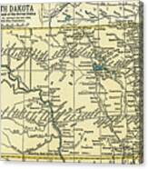 North Dakota Antique Map 1891 Canvas Print