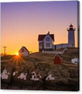 Nubble Lighthouse Sunburst Canvas Print