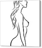Nude Woman Profile Illustration Canvas Print