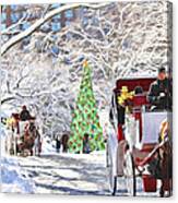 Festive Winter Carriage Rides Canvas Print