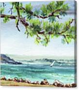Ocean Beach Watercolour Landscape Canvas Print