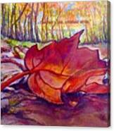 Ode To A Fallen Leaf Painting With Quote Canvas Print
