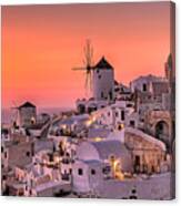 Oia Sunset In Santorini - Greece Canvas Print
