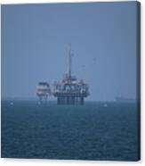 Oil Rig On Pacific In Haze Canvas Print