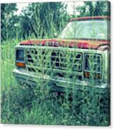 Old Abandoned Pickup Truck In The Weeds Canvas Print