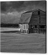 Old Barn At Sunset Black And White 2014-1 Canvas Print