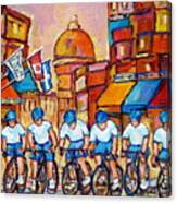 Old Montreal Bike Race Tour De L'ile Canadian Scene Painting Montreal Art Carole Spandau Canvas Print