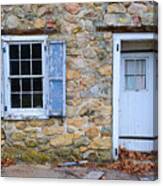 Old Village Door And Window With Blue Shutters Canvas Print