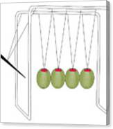Olives And Toothpick On Newtons Cradle Canvas Print