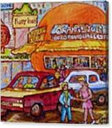 Orange Julep On Decarie Bill Wong Ruby Foo's Colorful City Scene Original Painting Montreal Memories Canvas Print