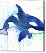 Orca Whale Watercolor Killer Whale Facing Right Canvas Print